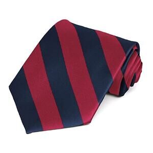 SHERMAN'S LTD Striped Navy and Red Formal Men's Designer Necktie
